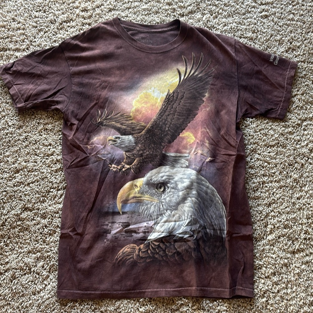The Mountain 3D Tees Bald Eagle Face Brown Tie Dye
Short Sleeve Shirt Large
